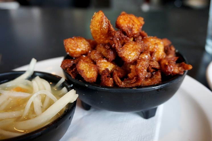 Chicken Chiccarones, Fried Chicken Skins with Casera Salsa